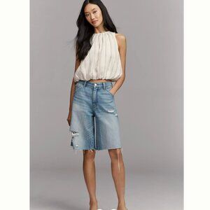 NWOT - Anthropologie - Pilcro Elastic-Back Denim Bermuda Shorts - Size L